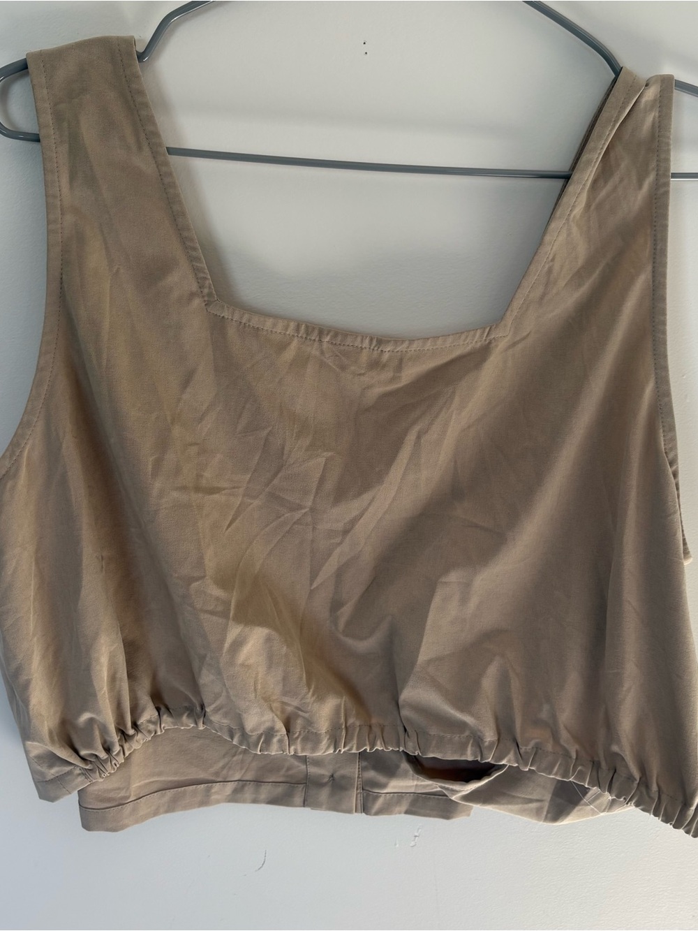 Wayre Square Neck Button Front Tank Crop Top Tan Beige XL Sustainable Travel - Picture 4 of 5